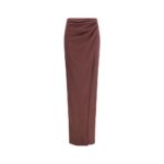 The Andamane Brown Silk Midi Skirt