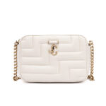 Jimmy Choo White Leather Avenue Camera Crossbody Bag