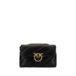 PINKO Black Calf Leather Bos Taurus Shoulder Bag
