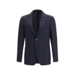 Lardini Blue Fleece Wool Blazer