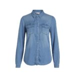 Vila Clothes Light Blue Cotton Blouse