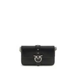 PINKO Black Calf Leather Bos Taurus Shoulder Bag