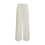 7FOR White Cotton Casual Pants