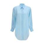Umit Benan Blue Silk Dress Shirt
