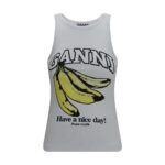 Ganni White Cotton Sleeveles T-Shirt