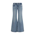 7FOR Blue Cotton Flared Jeans