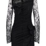 Alessandra Rich Black Organic Cotton Short Dress